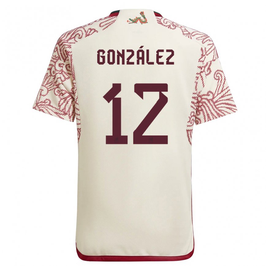 Herren Mexikanische Itzel Gonzalez #12 Wunder Weiß Rot Auswärtstrikot Trikot 22-24 Luxemburg