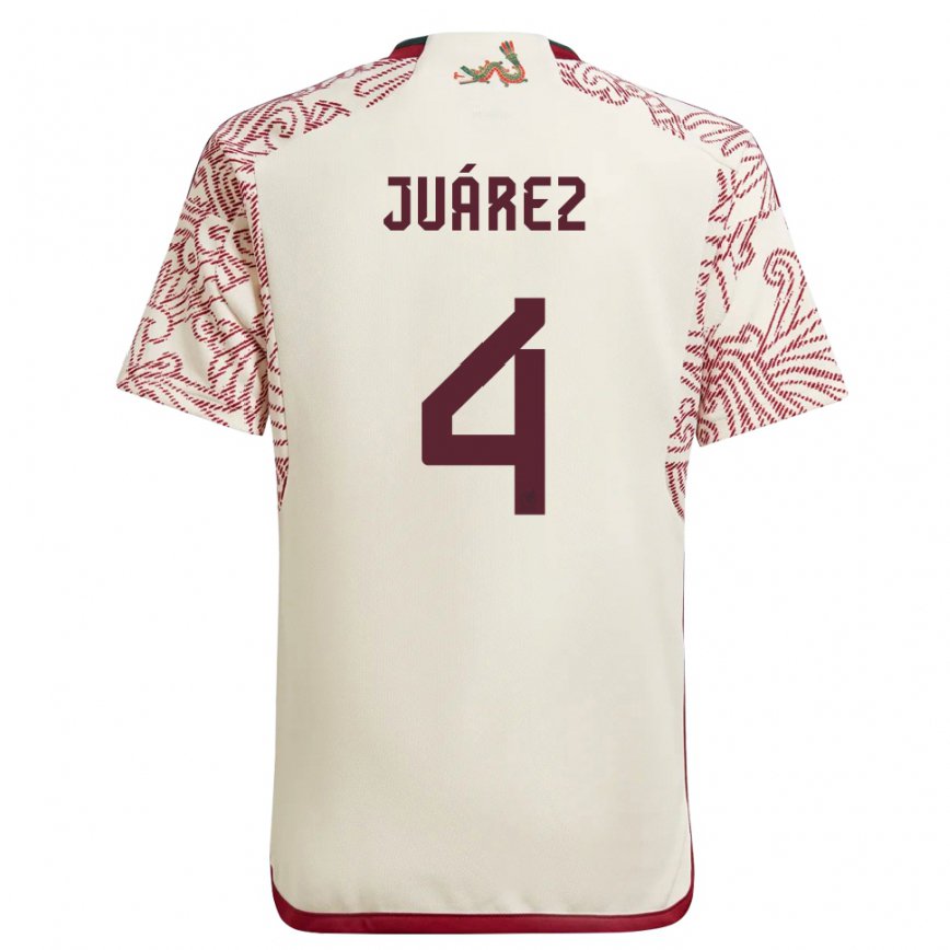 Herren Mexikanische Ramon Juarez #4 Wunder Weiß Rot Auswärtstrikot Trikot 22-24 Luxemburg
