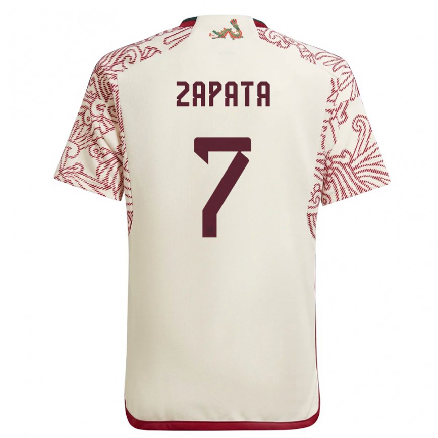Herren Mexikanische Angel Zapata #7 Wunder Weiß Rot Auswärtstrikot Trikot 22-24 Luxemburg