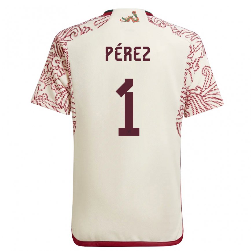 Herren Mexikanische Emiliano Perez #1 Wunder Weiß Rot Auswärtstrikot Trikot 22-24 Luxemburg