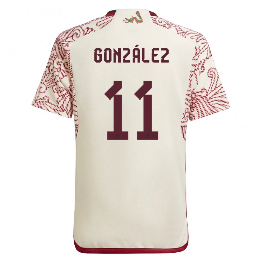 Herren Mexikanische Bryan Gonzalez #11 Wunder Weiß Rot Auswärtstrikot Trikot 22-24 Luxemburg