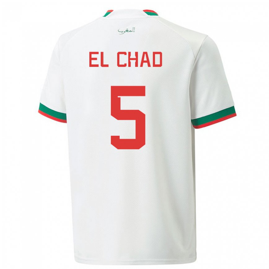 Herren Marokkanische Nesryne El Chad #5 Weiß Auswärtstrikot Trikot 22-24 Luxemburg