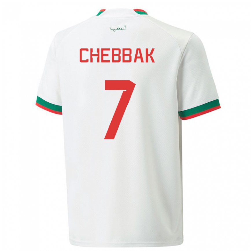 Herren Marokkanische Ghizlane Chebbak #7 Weiß Auswärtstrikot Trikot 22-24 Luxemburg
