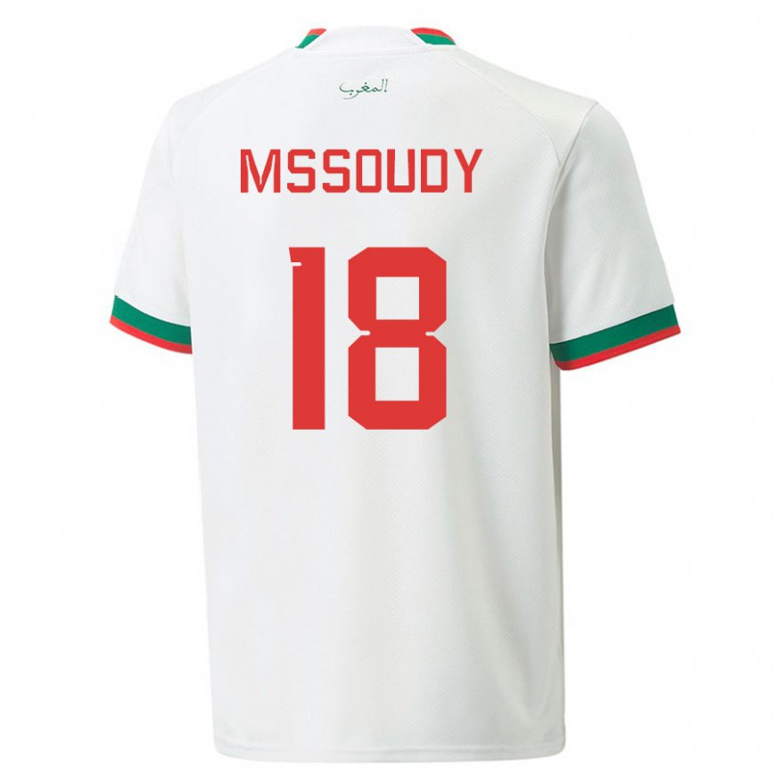 Herren Marokkanische Sanaa Mssoudy #18 Weiß Auswärtstrikot Trikot 22-24 Luxemburg