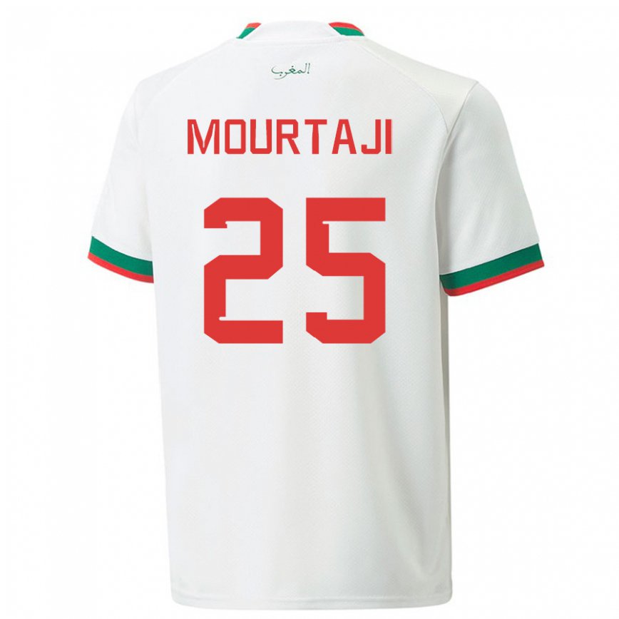 Herren Marokkanische Chaymaa Mourtaji #25 Weiß Auswärtstrikot Trikot 22-24 Luxemburg