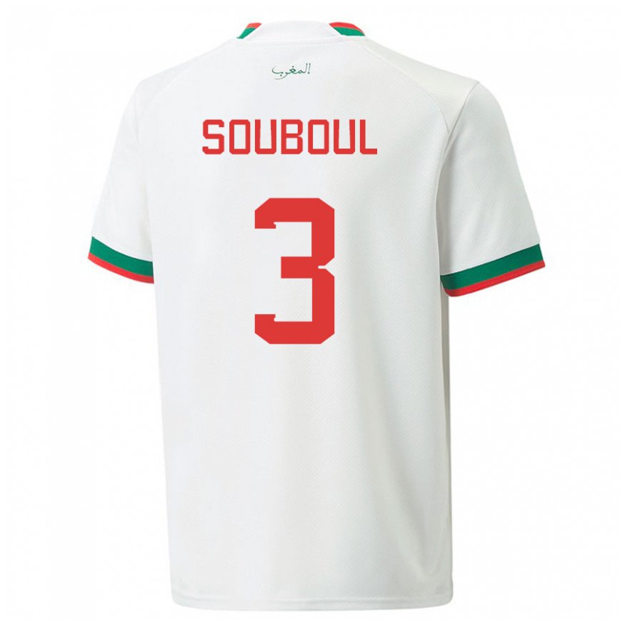 Herren Marokkanische Mohamed Souboul #3 Weiß Auswärtstrikot Trikot 22-24 Luxemburg