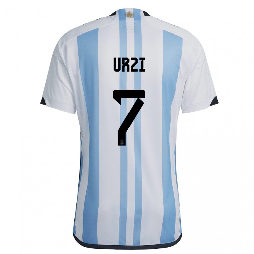 Damen Argentinische Agustin Urzi #7 Weiß Himmelblau Heimtrikot Trikot 22-24 Luxemburg