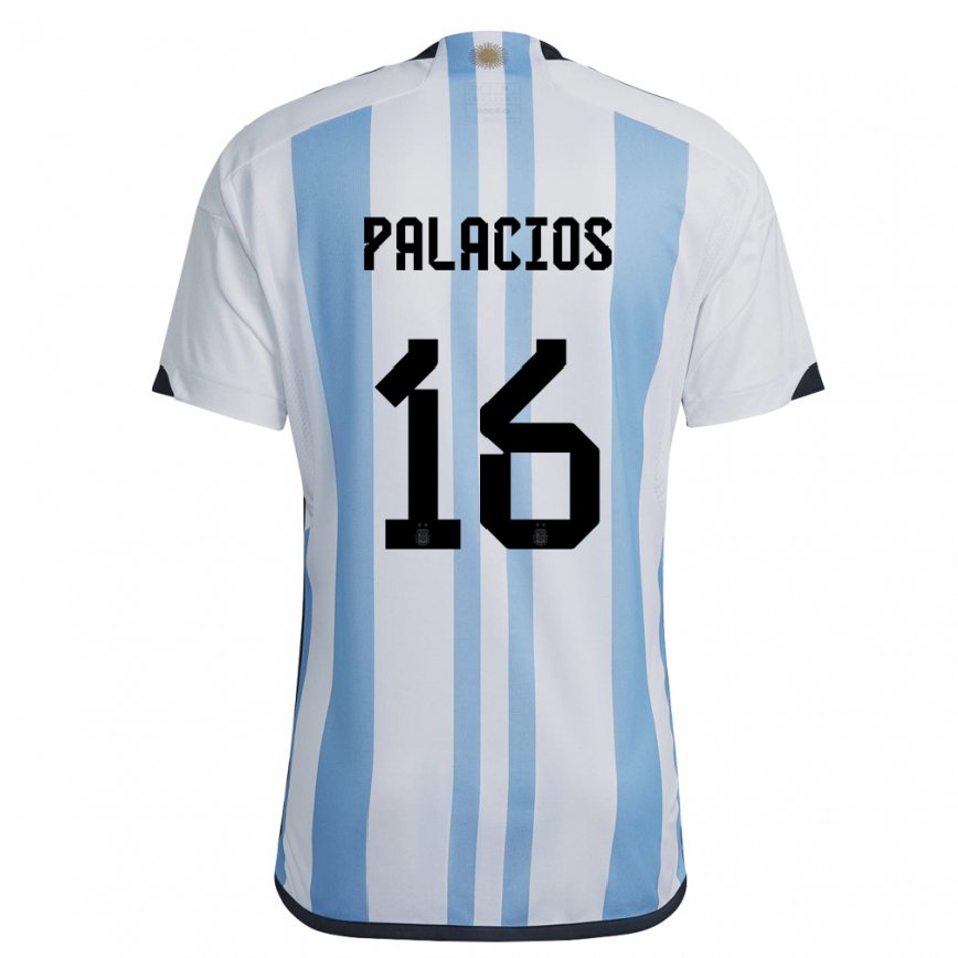 Damen Argentinische Tomas Palacios #16 Weiß Himmelblau Heimtrikot Trikot 22-24 Luxemburg