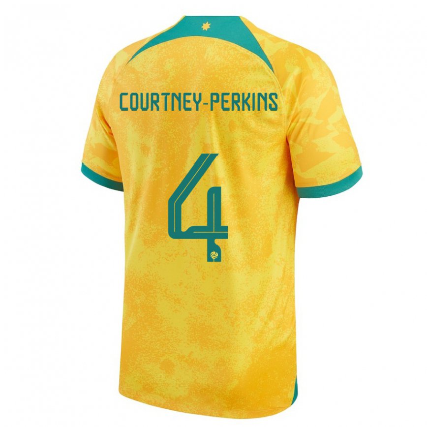 Damen Australische Jordan Courtney Perkins #4 Gold Heimtrikot Trikot 22-24 Luxemburg