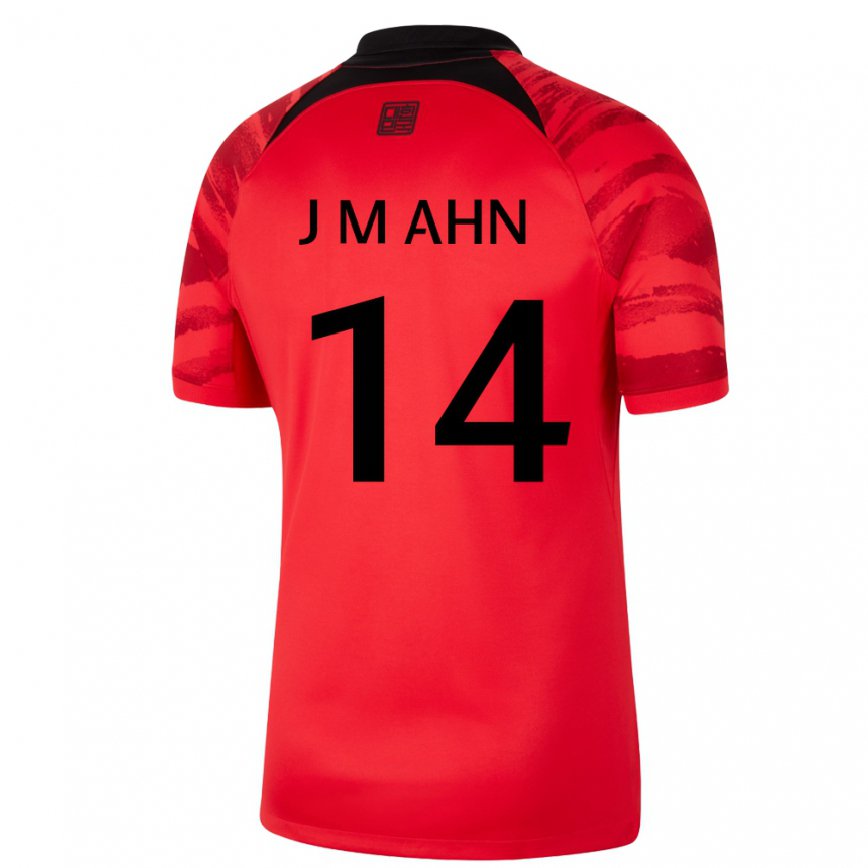 Damen Südkoreanische Ahn Ji Man #14 Rot Schwarz Heimtrikot Trikot 22-24 Luxemburg