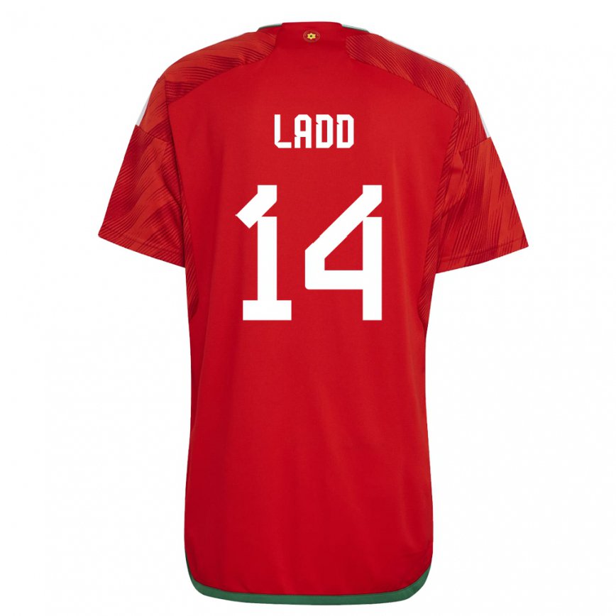 Damen Walisische Hayley Ladd #14 Rot Heimtrikot Trikot 22-24 Luxemburg