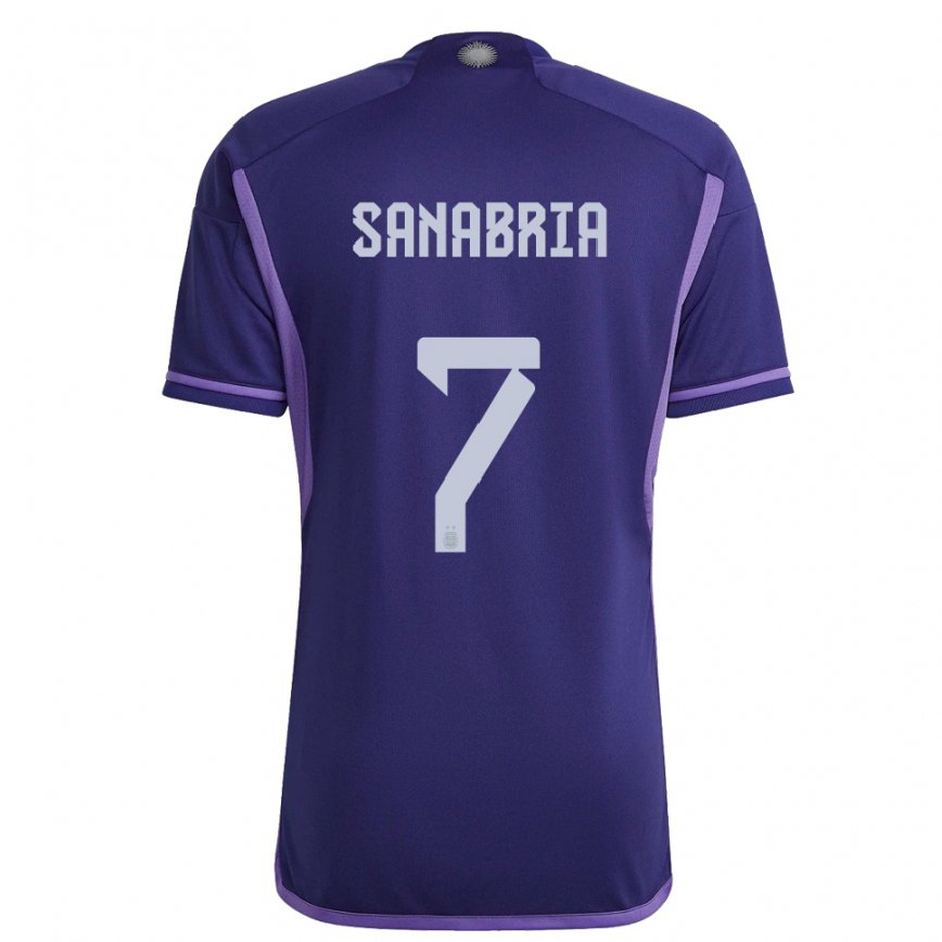 Damen Argentinische Mateo Sanabria #7 Violett Auswärtstrikot Trikot 22-24 Luxemburg
