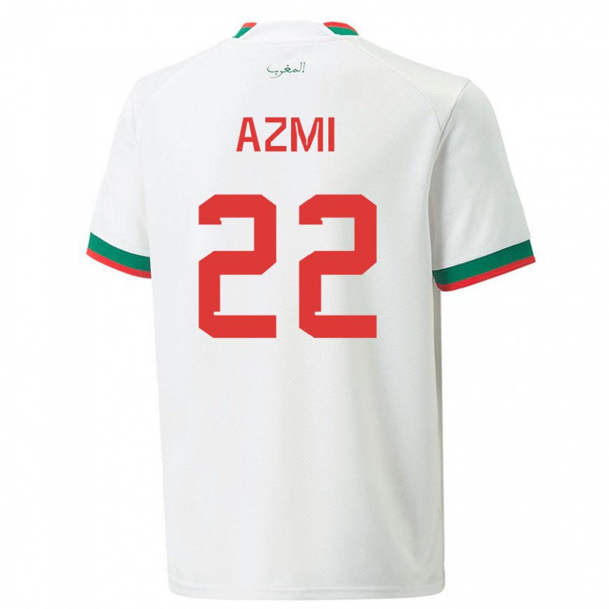 Damen Marokkanische Ahmed Azmi #22 Weiß Auswärtstrikot Trikot 22-24 Luxemburg