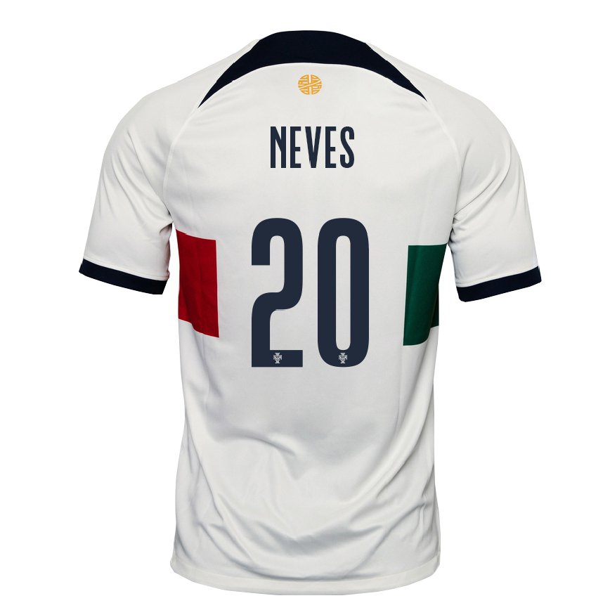 Damen Portugiesische Joao Neves #20 Weiß Auswärtstrikot Trikot 22-24 Luxemburg