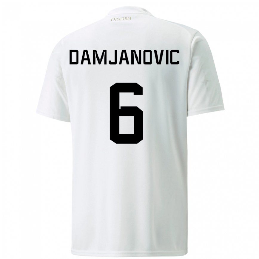 Damen Serbische Nevena Damjanovic #6 Weiß Auswärtstrikot Trikot 22-24 Luxemburg