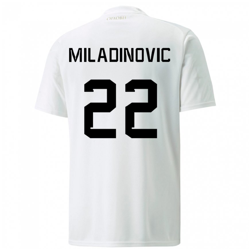 Damen Serbische Igor Miladinovic #22 Weiß Auswärtstrikot Trikot 22-24 Luxemburg