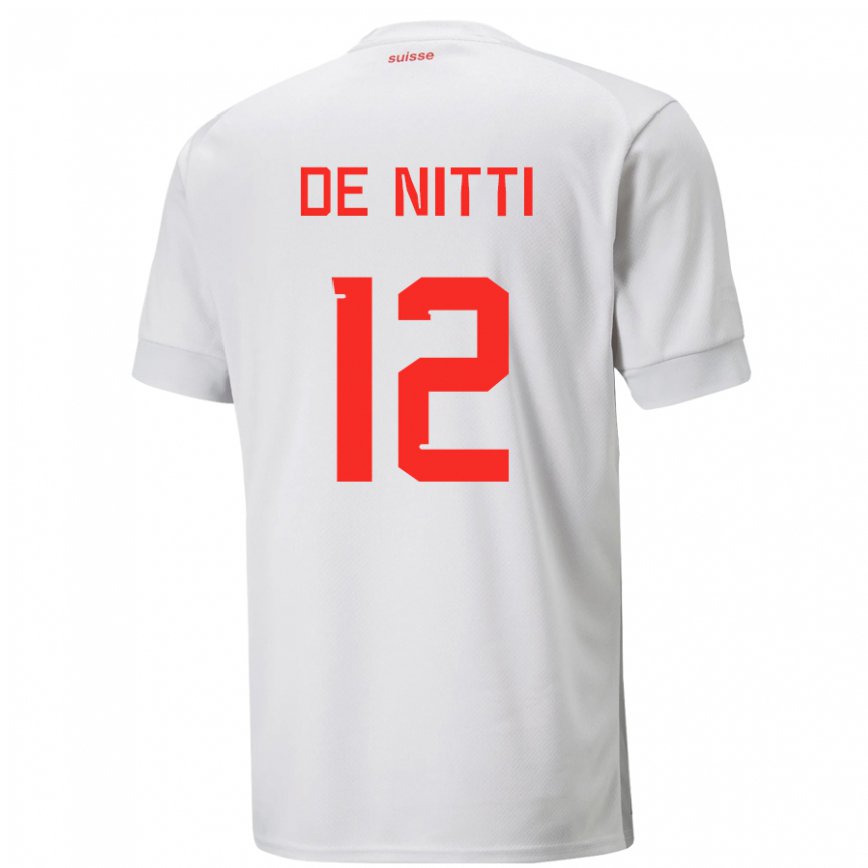 Damen Schweizer Gianni De Nitti #12 Weiß Auswärtstrikot Trikot 22-24 Luxemburg