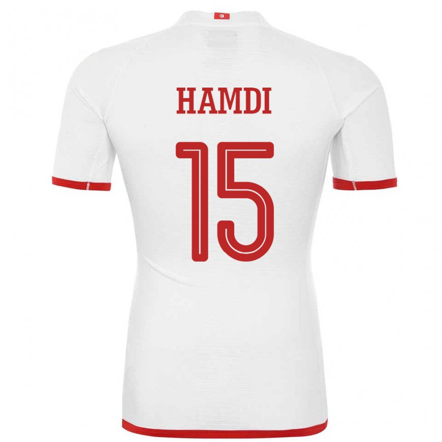 Damen Tunesische Hanna Hamdi #15 Weiß Auswärtstrikot Trikot 22-24 Luxemburg
