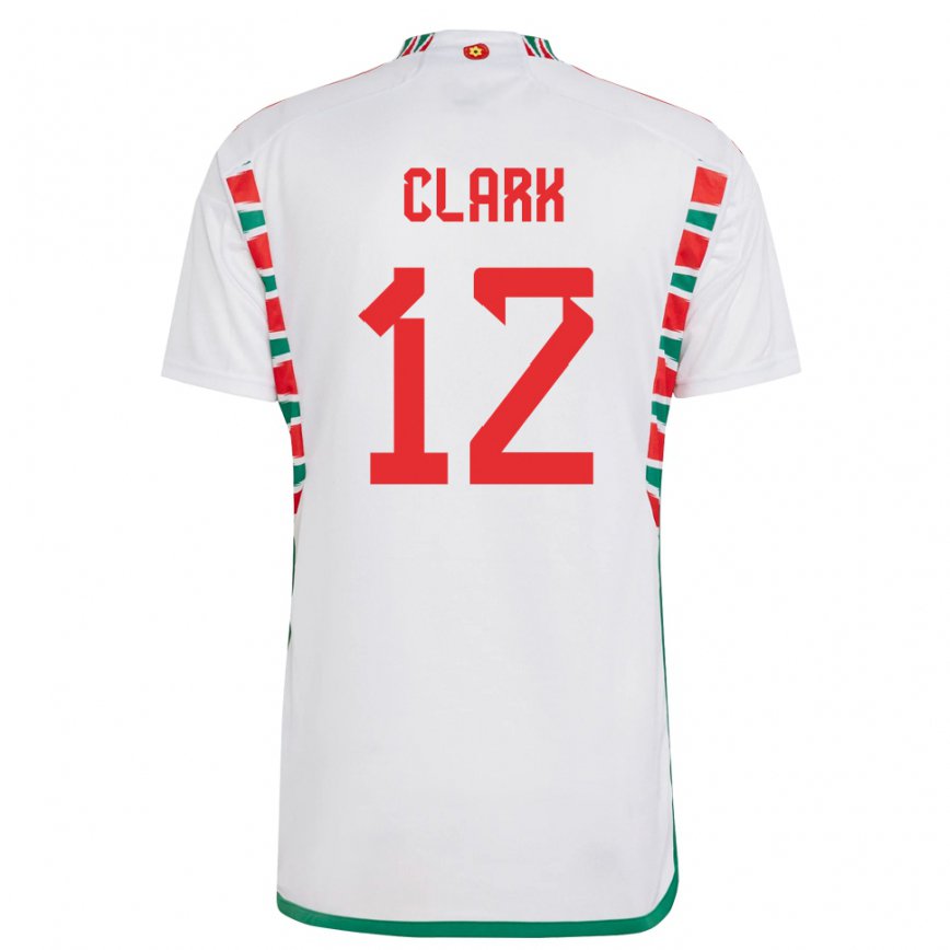 Damen Walisische Olivia Clark #12 Weiß Auswärtstrikot Trikot 22-24 Luxemburg