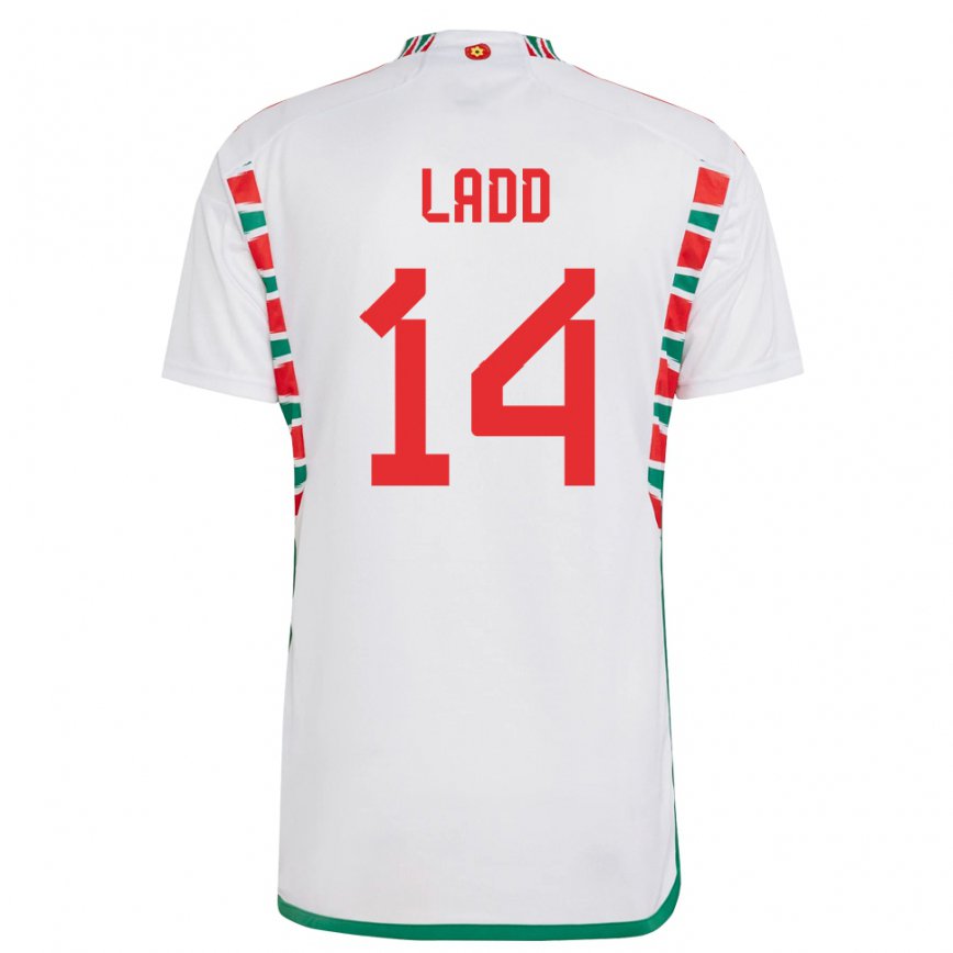 Damen Walisische Hayley Ladd #14 Weiß Auswärtstrikot Trikot 22-24 Luxemburg