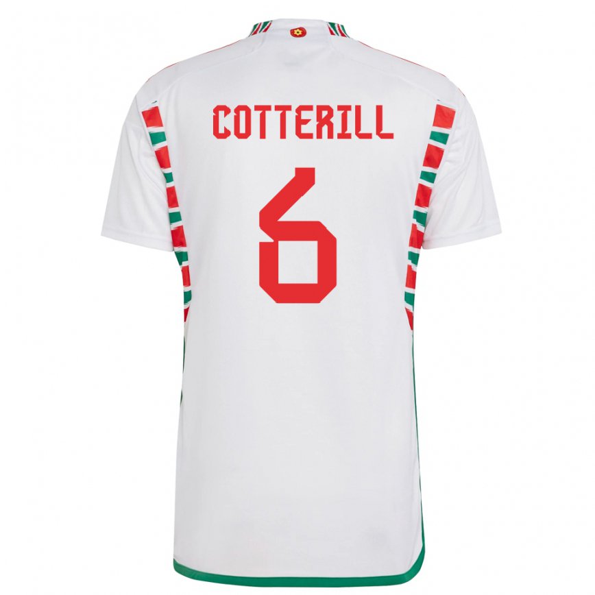 Damen Walisische Joel Cotterill #6 Weiß Auswärtstrikot Trikot 22-24 Luxemburg