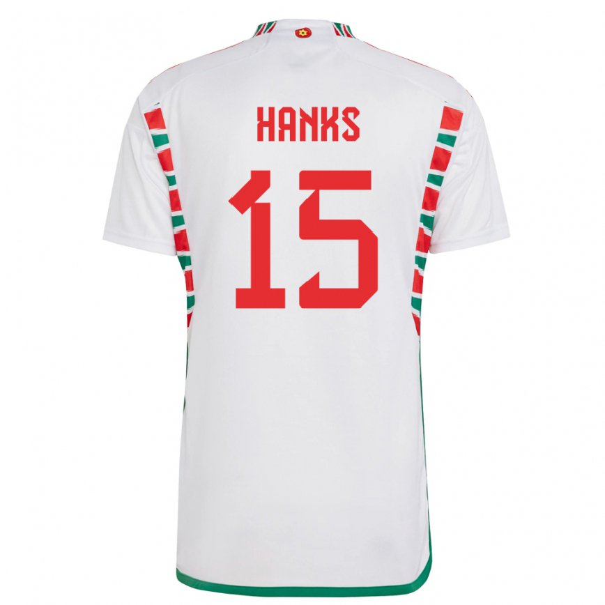 Damen Walisische Justin Hanks #15 Weiß Auswärtstrikot Trikot 22-24 Luxemburg