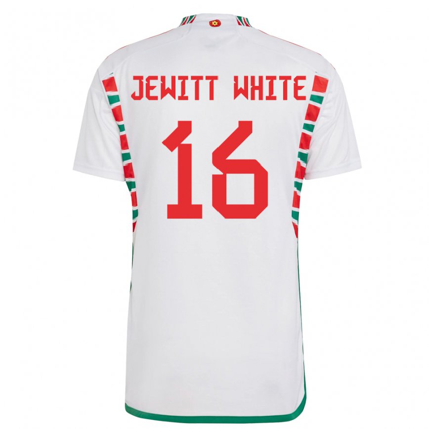 Damen Walisische Harry Jewitt White #16 Weiß Auswärtstrikot Trikot 22-24 Luxemburg