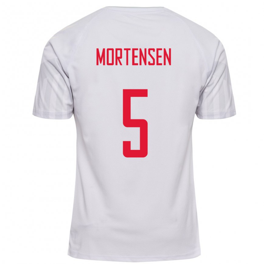 Damen Dänische Gustav Mortensen #5 Weiß Auswärtstrikot Trikot 22-24 Luxemburg