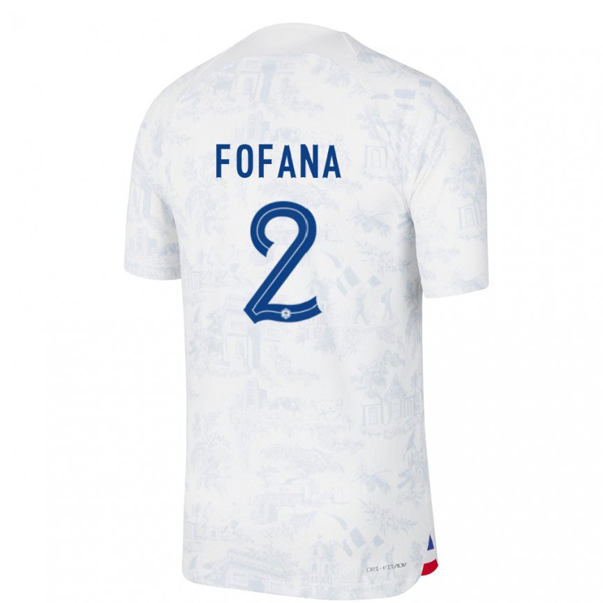 Damen Französische Wesley Fofana #2 Weiß Blau Auswärtstrikot Trikot 22-24 Luxemburg