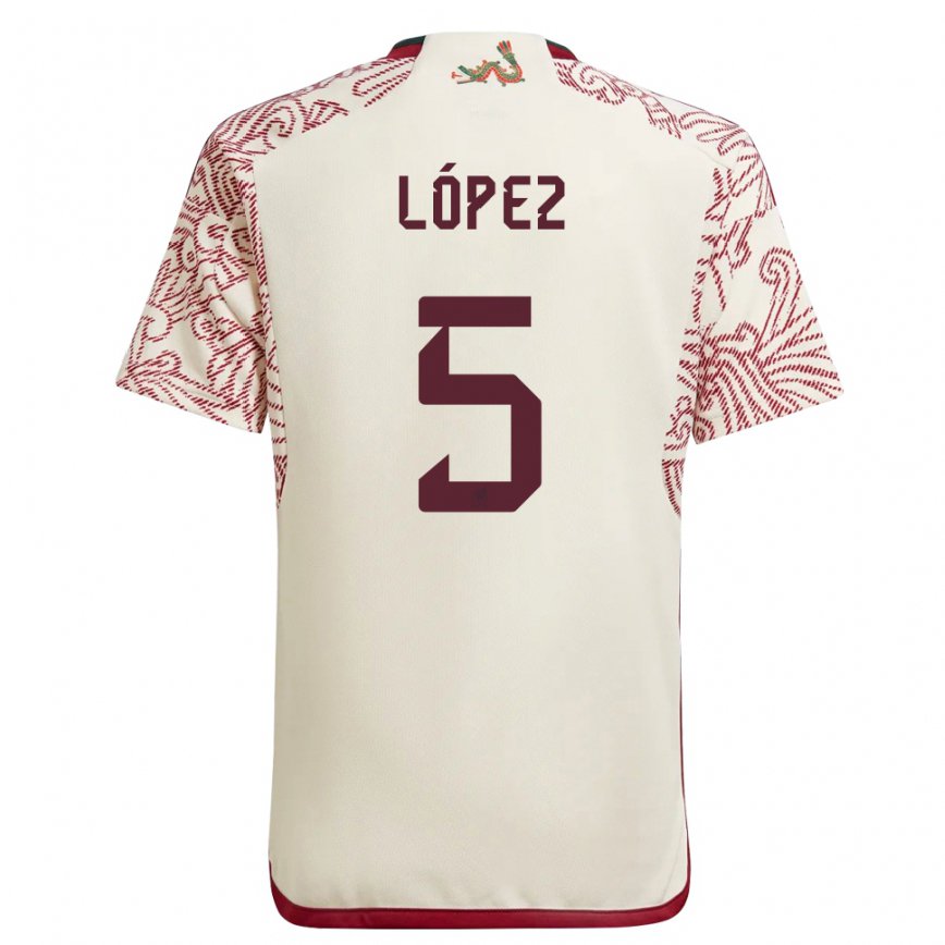 Damen Mexikanische Jimena Lopez #5 Wunder Weiß Rot Auswärtstrikot Trikot 22-24 Luxemburg