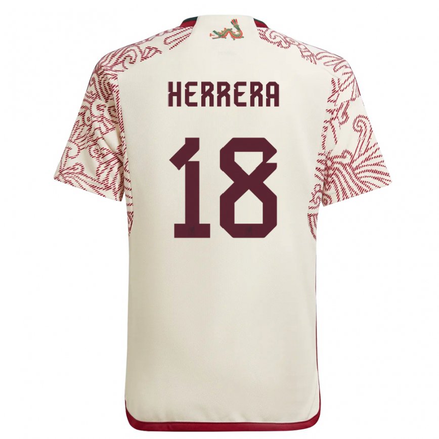 Damen Mexikanische Ozziel Herrera #18 Wunder Weiß Rot Auswärtstrikot Trikot 22-24 Luxemburg