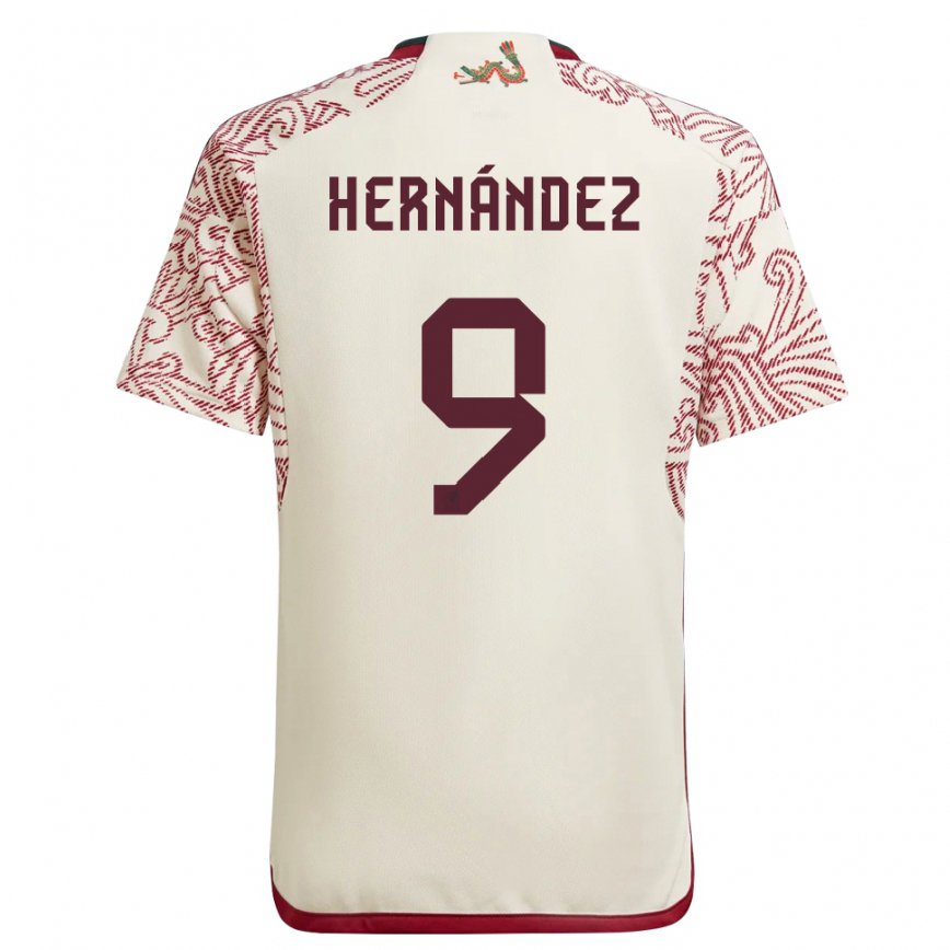 Damen Mexikanische Jesus Hernandez #9 Wunder Weiß Rot Auswärtstrikot Trikot 22-24 Luxemburg