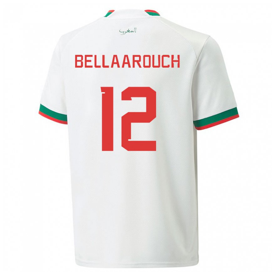 Damen Marokkanische Alaa Bellaarouch #12 Weiß Auswärtstrikot Trikot 22-24 Luxemburg
