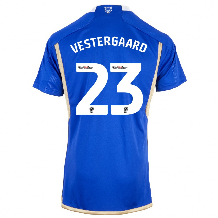 Kinder Fußball Jannik Vestergaard #23 Blau Heimtrikot Trikot 2023/24 T-Shirt Luxemburg