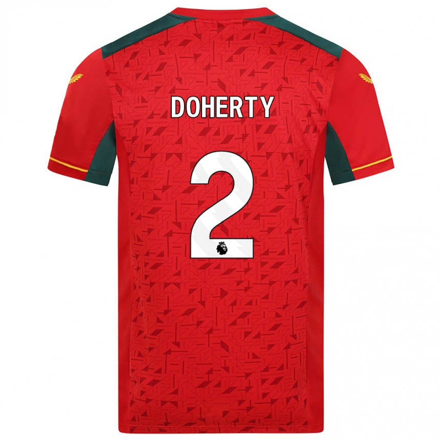 Kinder Fußball Matt Doherty #2 Rot Auswärtstrikot Trikot 2023/24 T-Shirt Luxemburg