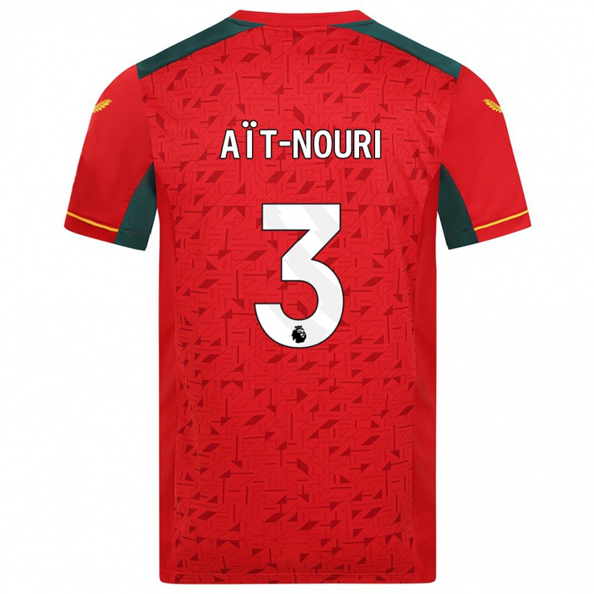 Kinder Fußball Rayan Aït-Nouri #3 Rot Auswärtstrikot Trikot 2023/24 T-Shirt Luxemburg