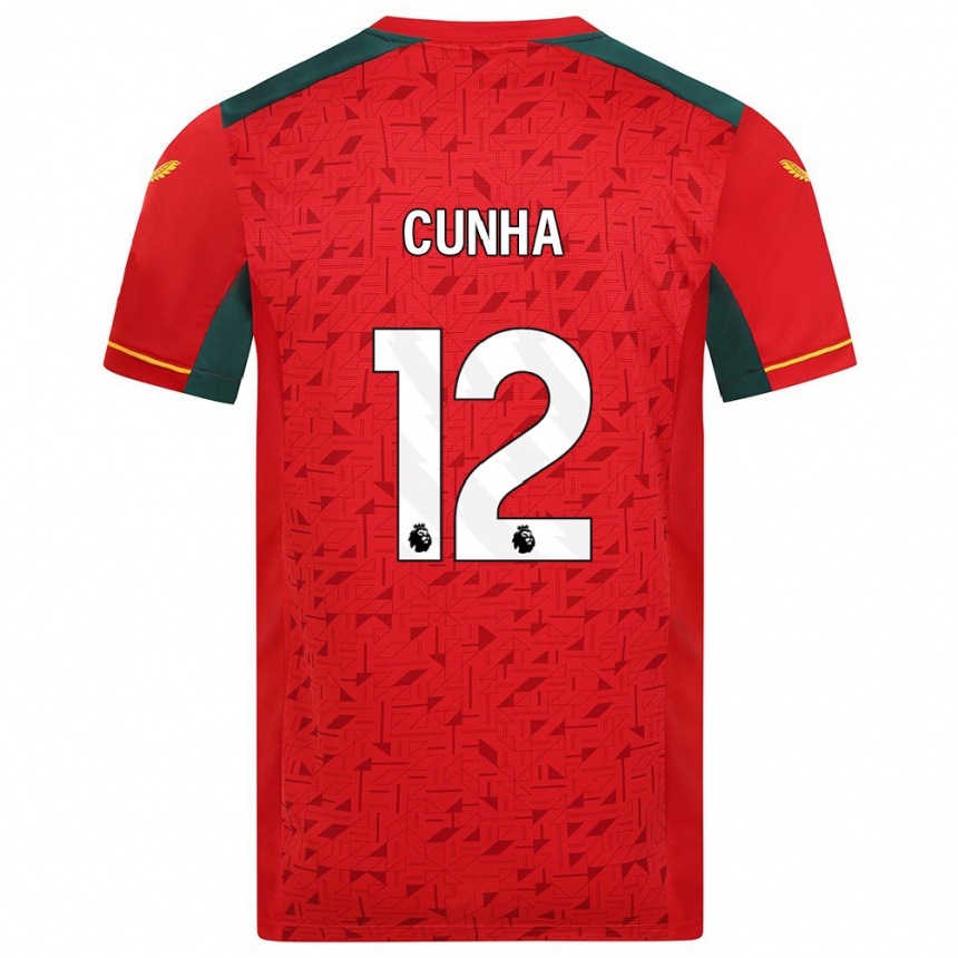 Kinder Fußball Matheus Cunha #12 Rot Auswärtstrikot Trikot 2023/24 T-Shirt Luxemburg