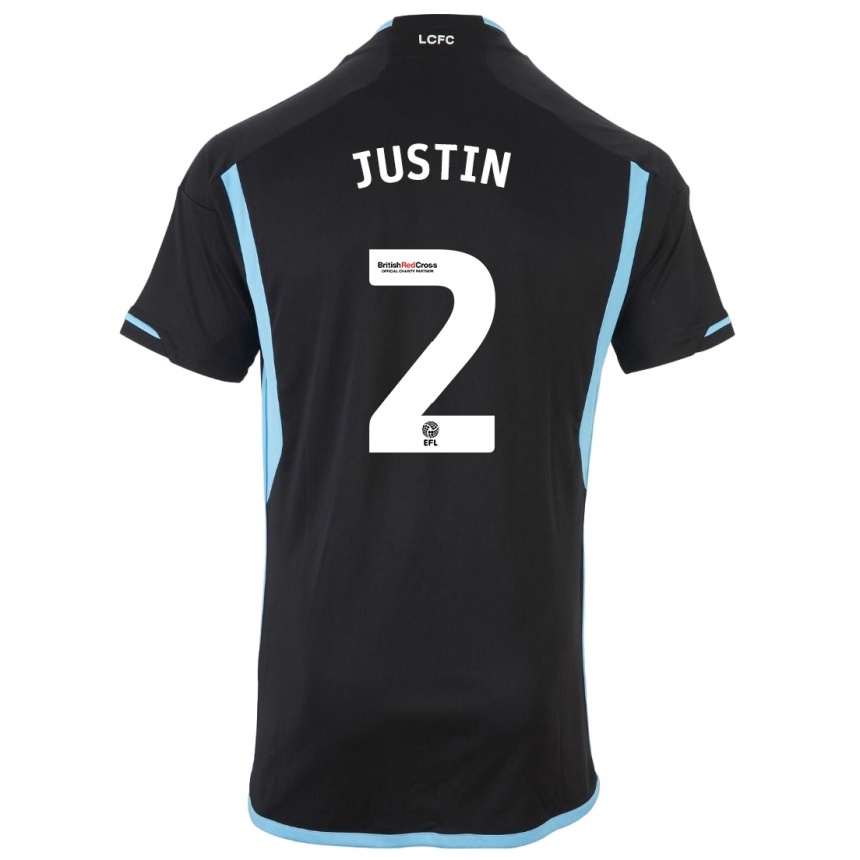 Kinder Fußball James Justin #2 Schwarz Auswärtstrikot Trikot 2023/24 T-Shirt Luxemburg