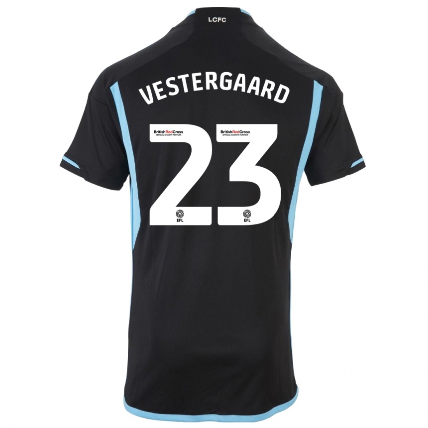 Kinder Fußball Jannik Vestergaard #23 Schwarz Auswärtstrikot Trikot 2023/24 T-Shirt Luxemburg