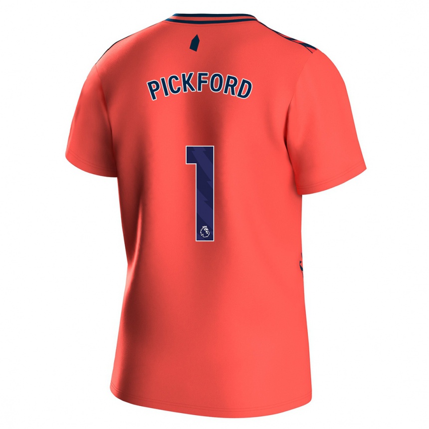 Kinder Fußball Pickford #1 Koralle Auswärtstrikot Trikot 2023/24 T-Shirt Luxemburg