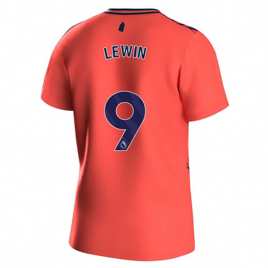 Kinder Fußball Dominic Calvert-Lewin #9 Koralle Auswärtstrikot Trikot 2023/24 T-Shirt Luxemburg