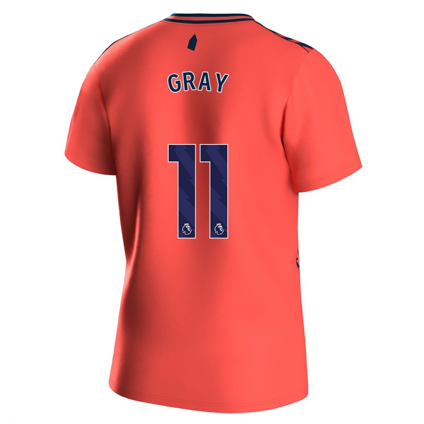 Kinder Fußball Demarai Gray #11 Koralle Auswärtstrikot Trikot 2023/24 T-Shirt Luxemburg