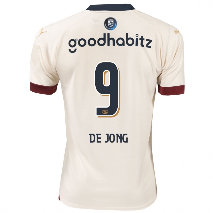 Kinder Fußball Luuk De Jong #9 Cremefarben Auswärtstrikot Trikot 2023/24 T-Shirt Luxemburg
