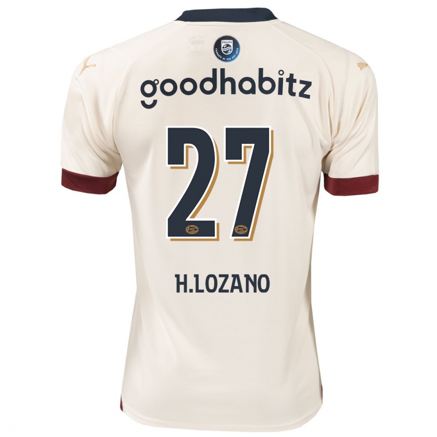 Kinder Fußball Hirving Lozano #27 Cremefarben Auswärtstrikot Trikot 2023/24 T-Shirt Luxemburg