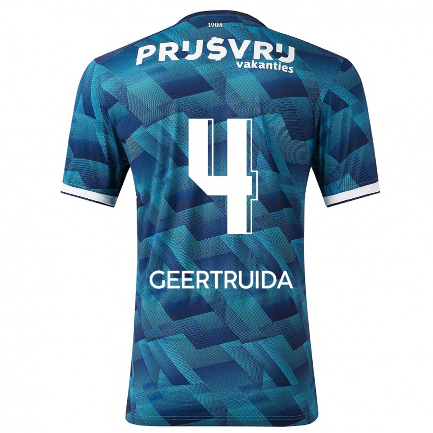 Kinder Fußball Lutsharel Geertruida #4 Blau Auswärtstrikot Trikot 2023/24 T-Shirt Luxemburg