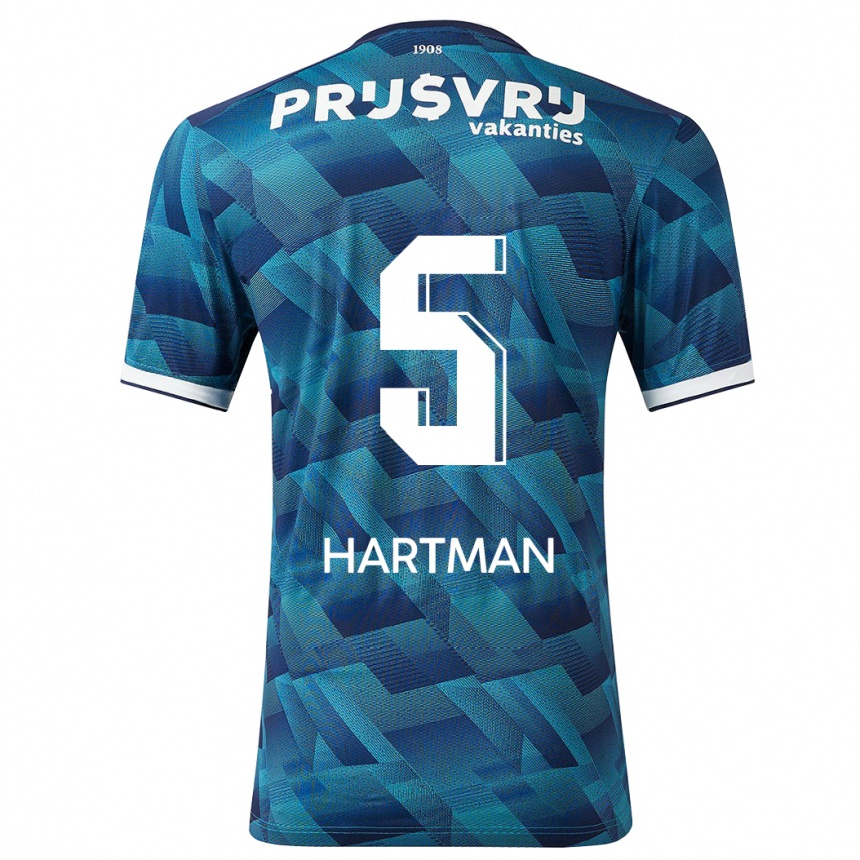 Kinder Fußball Quilindschy Hartman #5 Blau Auswärtstrikot Trikot 2023/24 T-Shirt Luxemburg