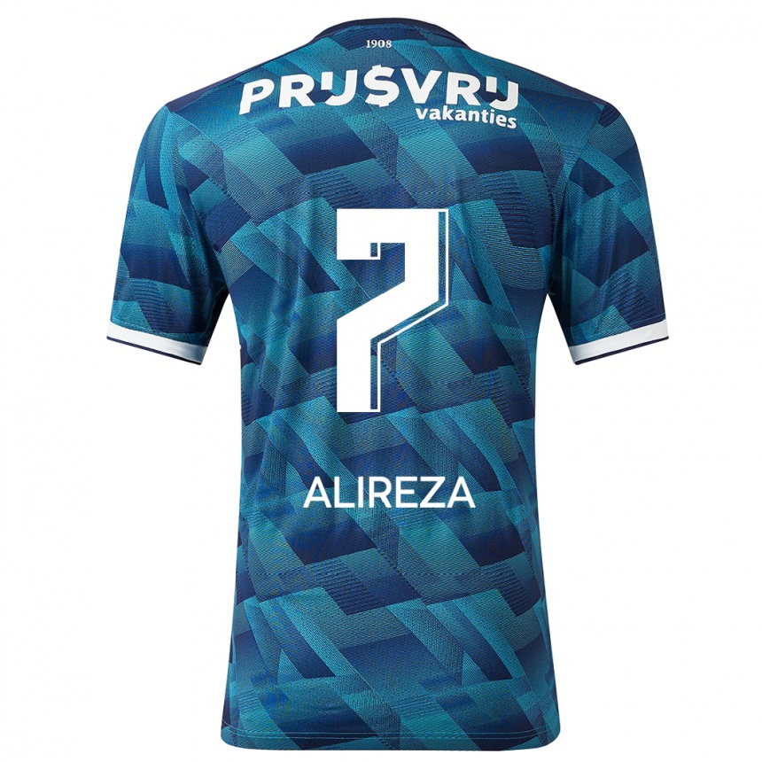 Kinder Fußball Alireza Jahanbakhsh #7 Blau Auswärtstrikot Trikot 2023/24 T-Shirt Luxemburg