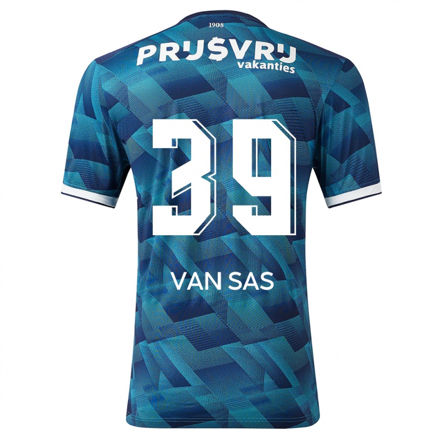 Kinder Fußball Mikki Van Sas #39 Blau Auswärtstrikot Trikot 2023/24 T-Shirt Luxemburg