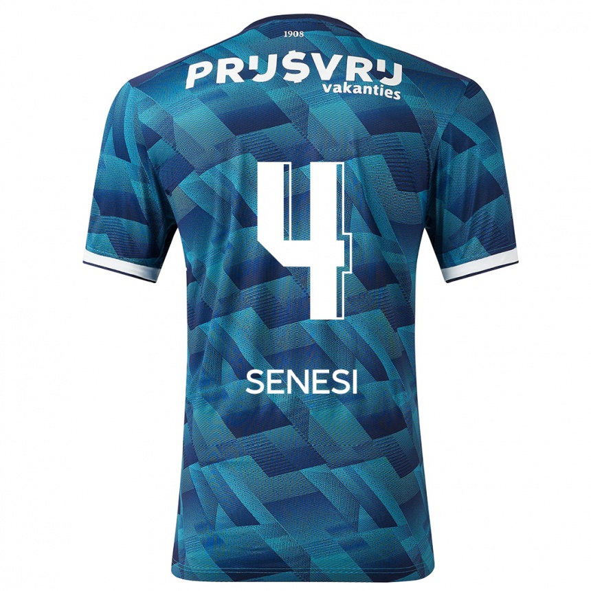 Kinder Fußball Marcos Senesi #4 Blau Auswärtstrikot Trikot 2023/24 T-Shirt Luxemburg