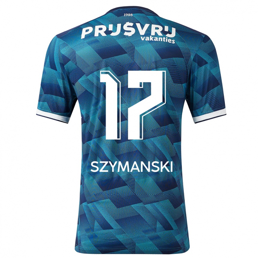 Kinder Fußball Sebastian Szymanski #17 Blau Auswärtstrikot Trikot 2023/24 T-Shirt Luxemburg
